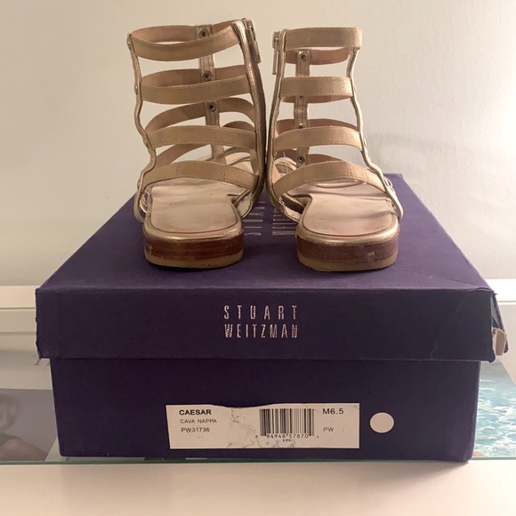 Stuart Weitzman 'Caesar' Leather Gladiator in Cava - Picture 10 of 16